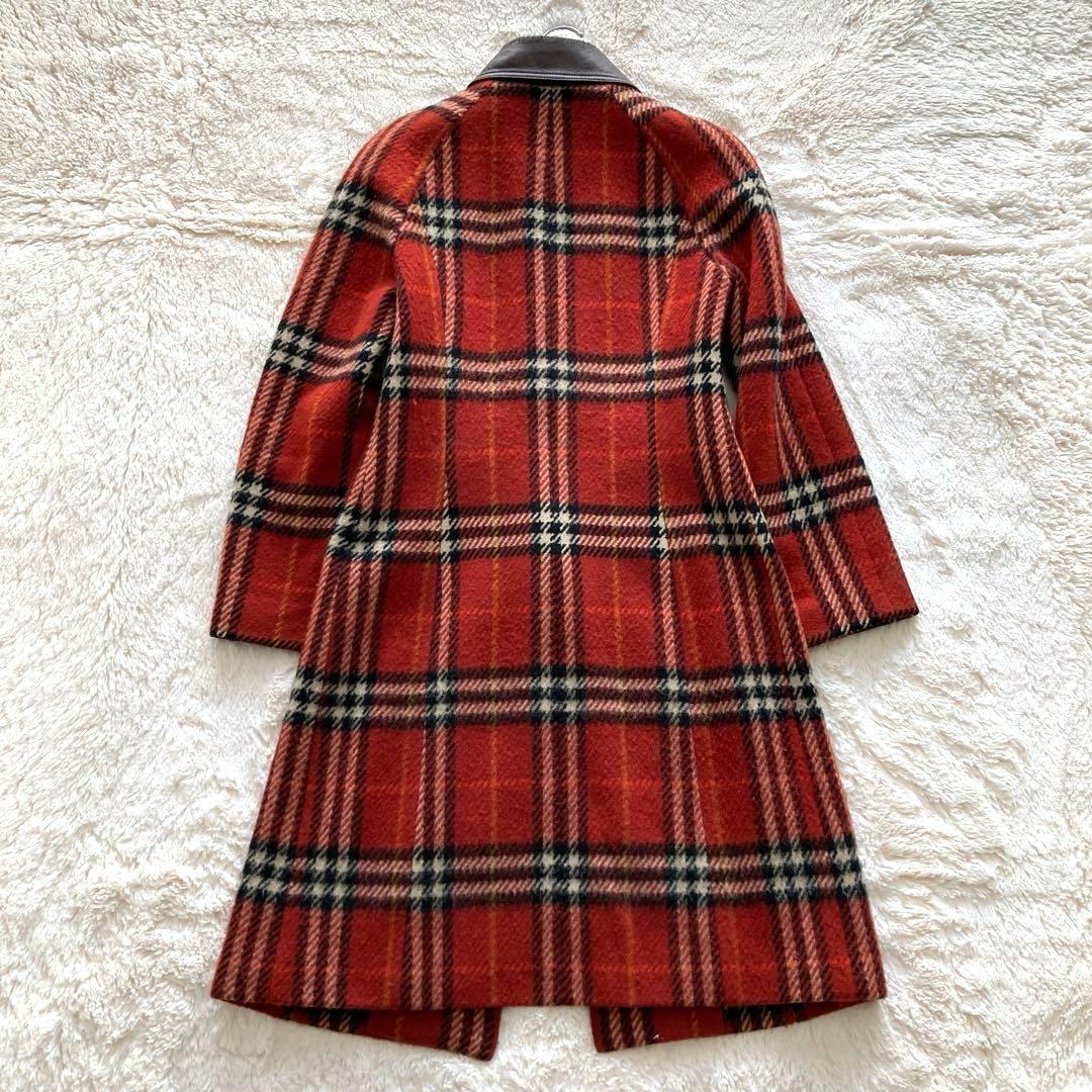バーバリー ロンドン ブルーレーベル ノバチェック ウールロングコート
