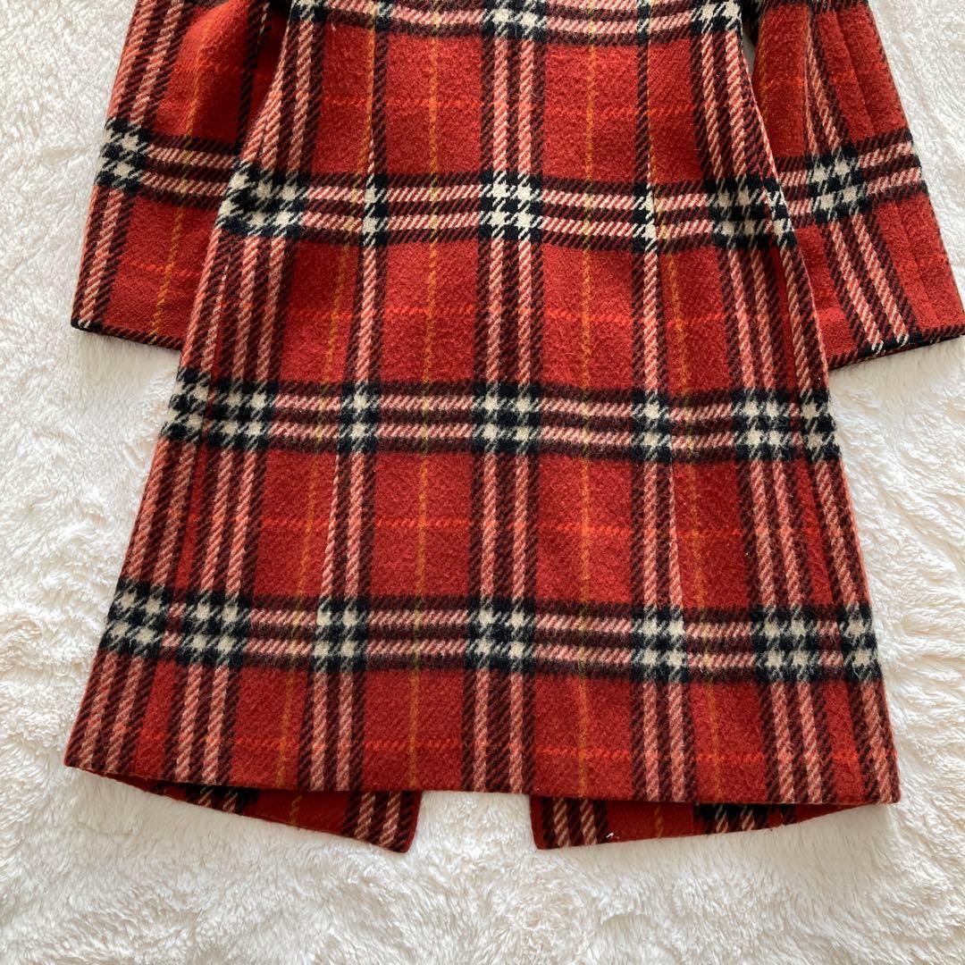 バーバリー ロンドン ブルーレーベル ノバチェック ウールロングコート