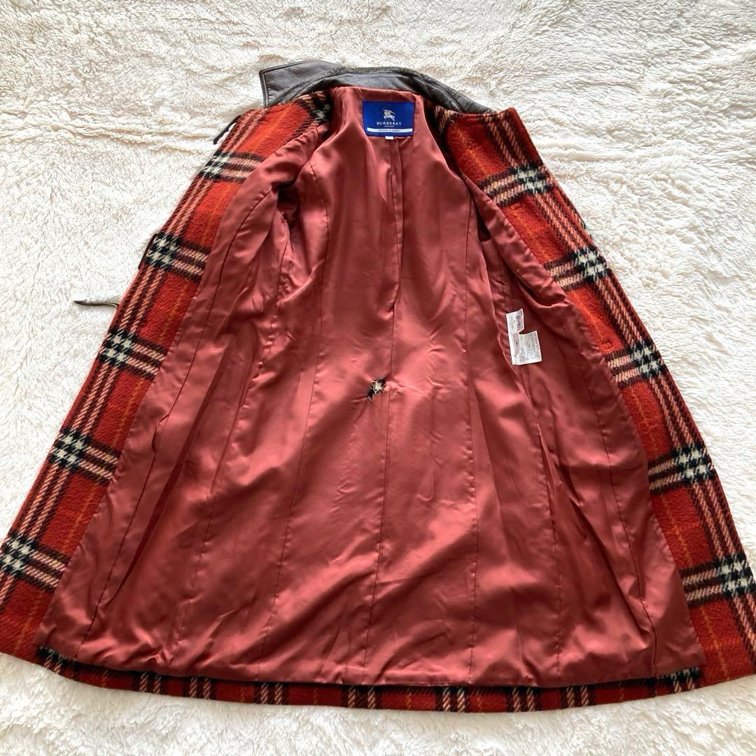 バーバリー ロンドン ブルーレーベル ノバチェック ウールロングコート