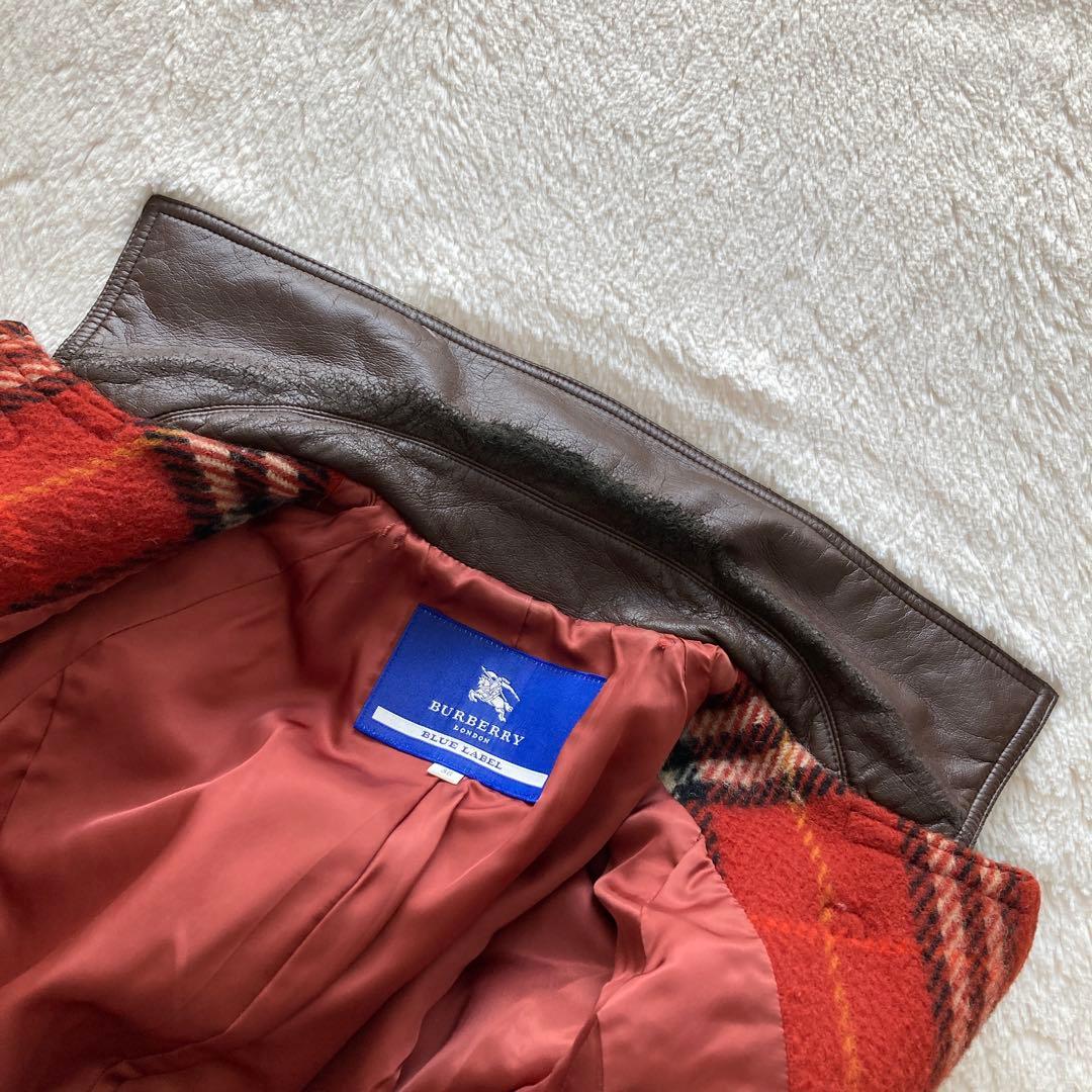 バーバリー ロンドン ブルーレーベル ノバチェック ウールロングコート