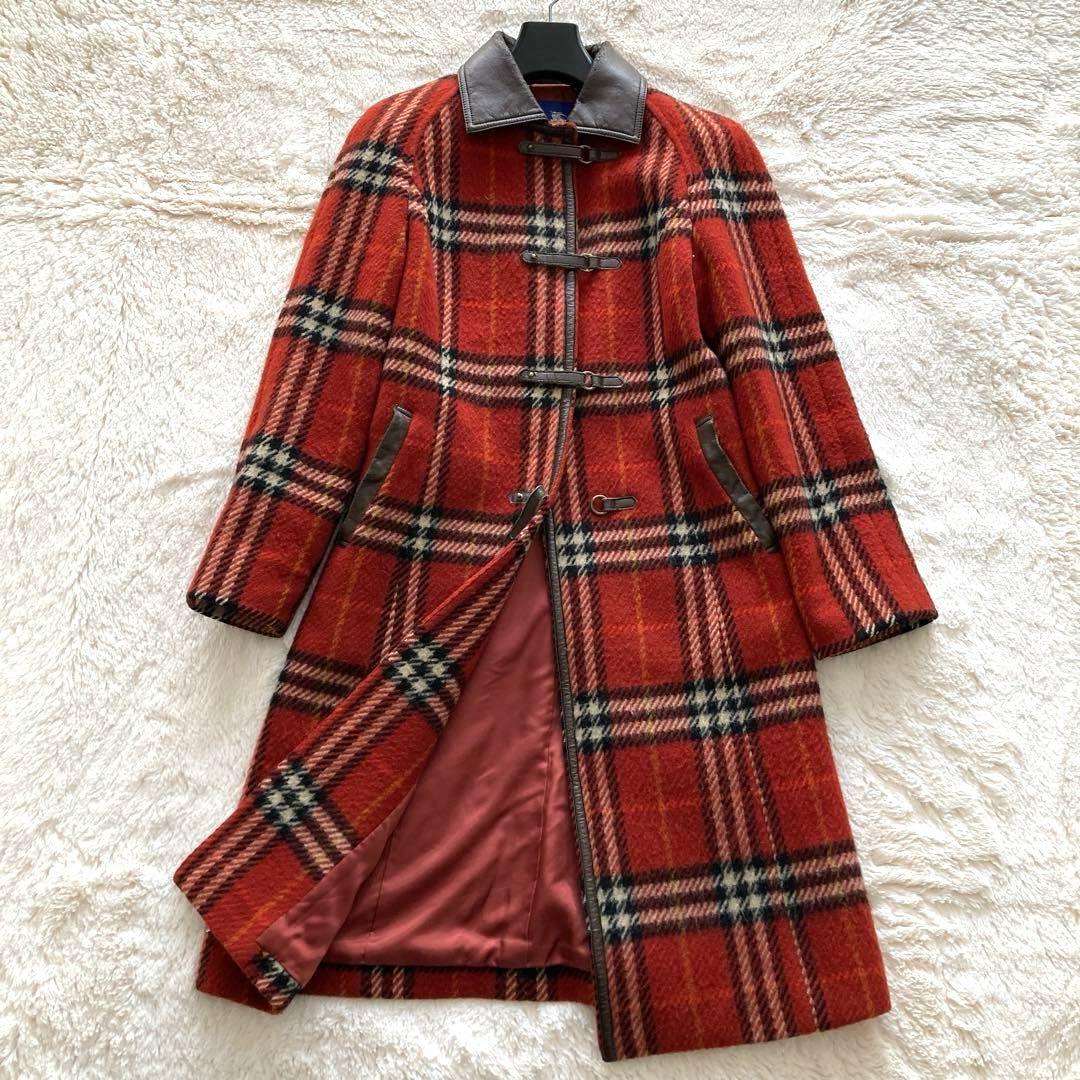 バーバリー ロンドン ブルーレーベル ノバチェック ウールロングコート
