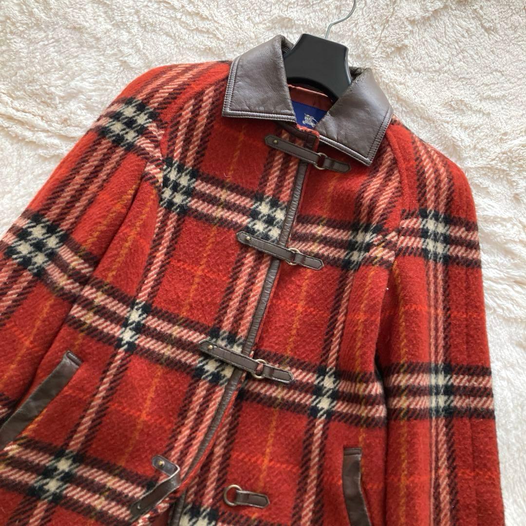 バーバリー ロンドン ブルーレーベル ノバチェック ウールロングコート