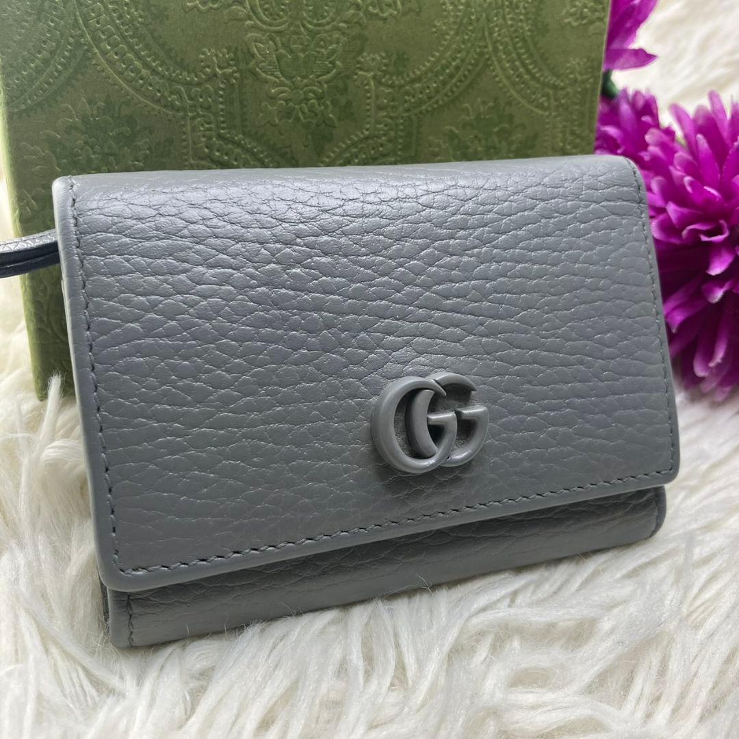 【✨現行品✨】グッチ　ggマーモント 三つ折り財布　グレー