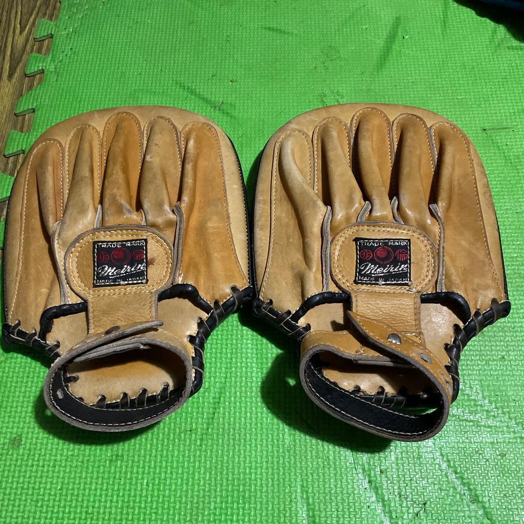 最終価格　希少旧ウイニングそっくり明倫本革パンチングミット、ワールドチャンプ本革