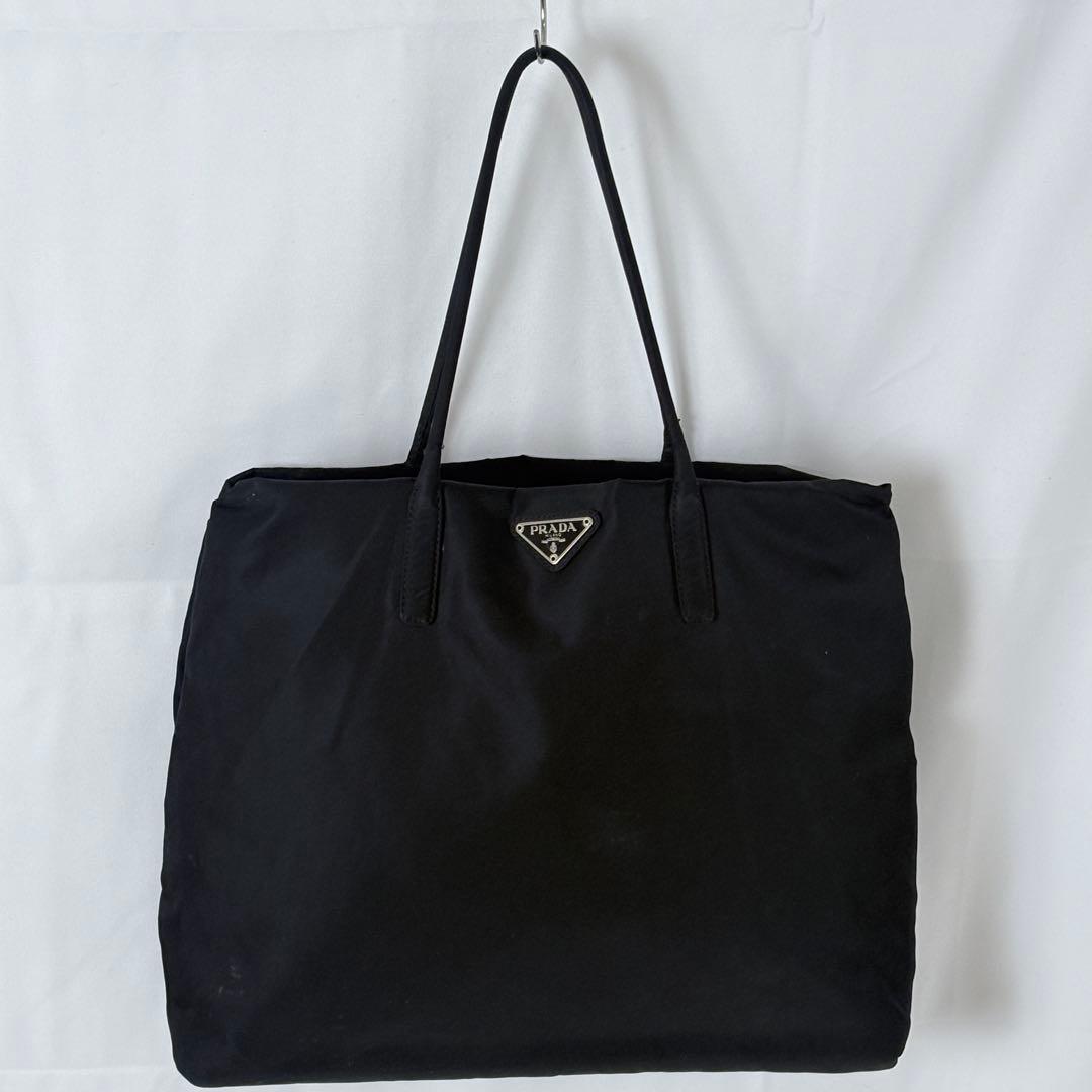 PRADA ナイロン トートバッグ ブラック 三角ロゴ 大容量 ハンドル傷あり
