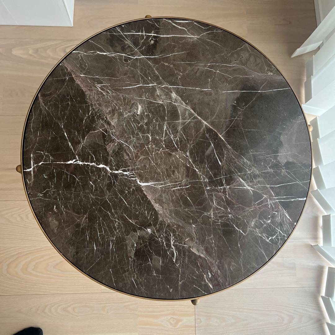 60cm大理石円形テーブル　脚ブロンズゴールド