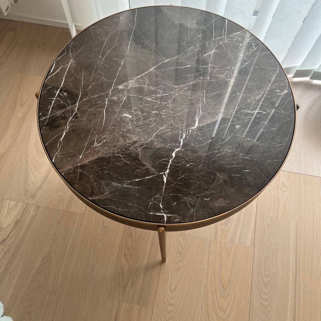 60cm大理石円形テーブル　脚ブロンズゴールド