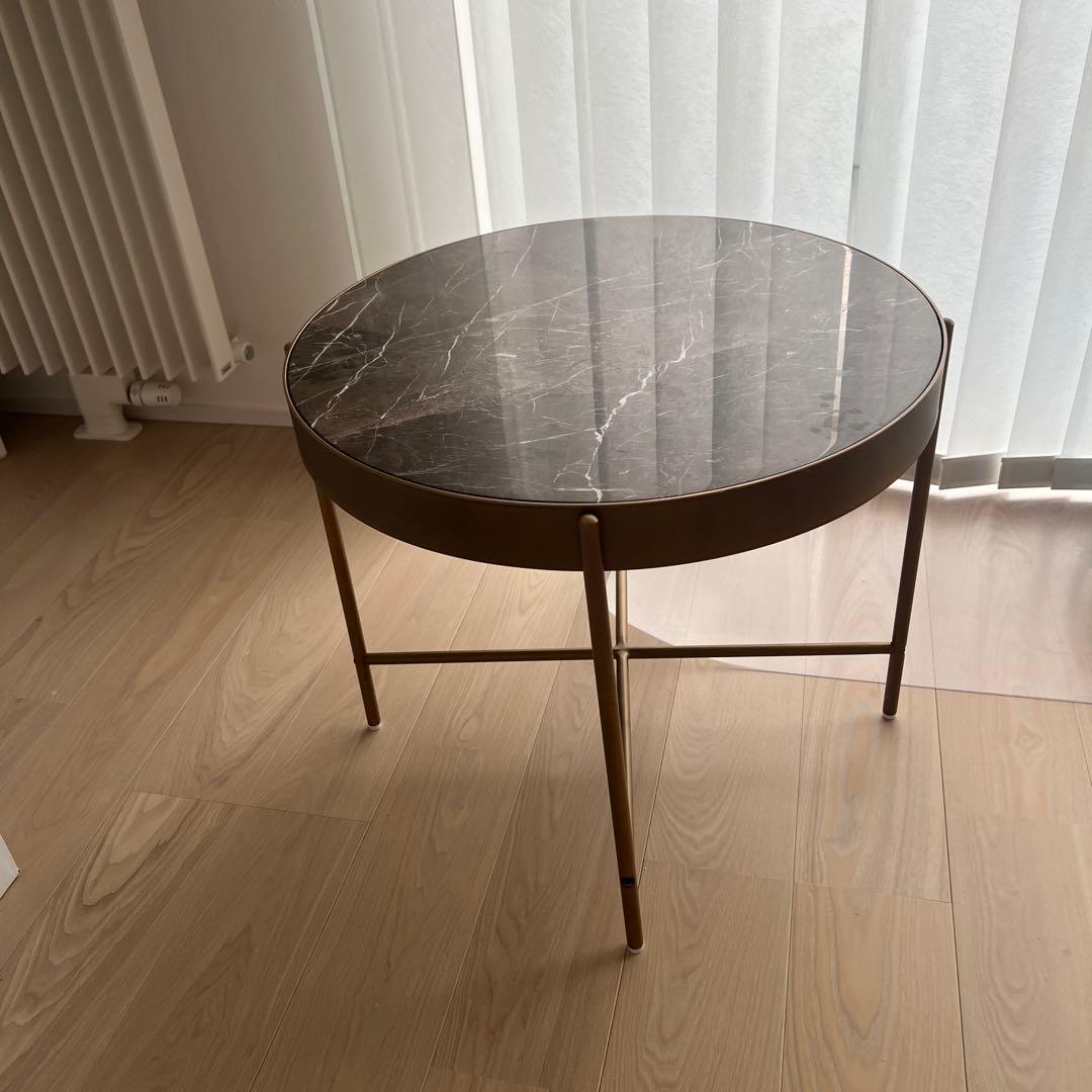 60cm大理石円形テーブル　脚ブロンズゴールド