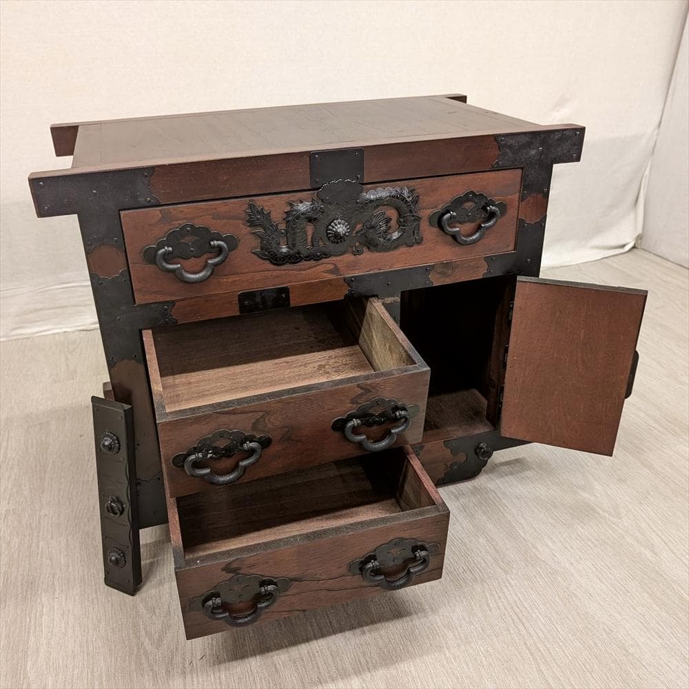 民芸家具　天然木　車箪笥　整理箪笥　時代家具　箪笥　タンス　たんす　引き出し