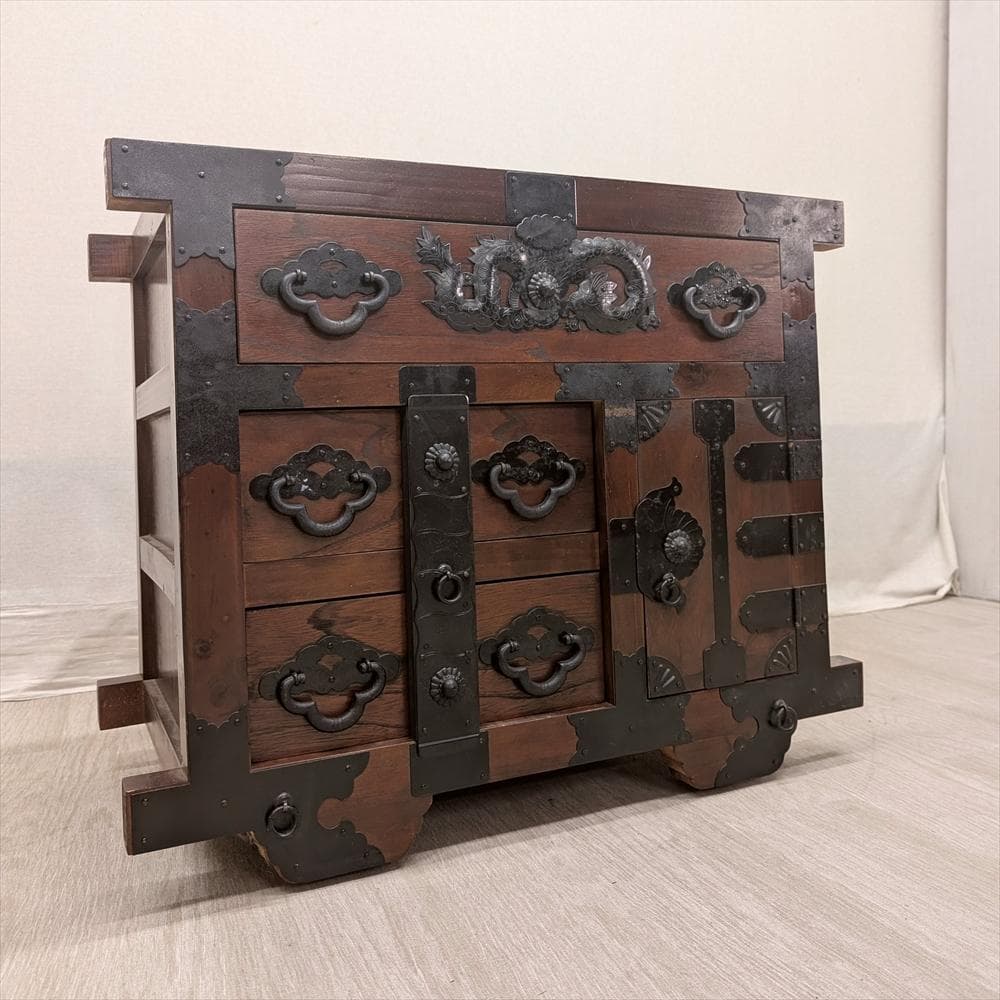 民芸家具　天然木　車箪笥　整理箪笥　時代家具　箪笥　タンス　たんす　引き出し