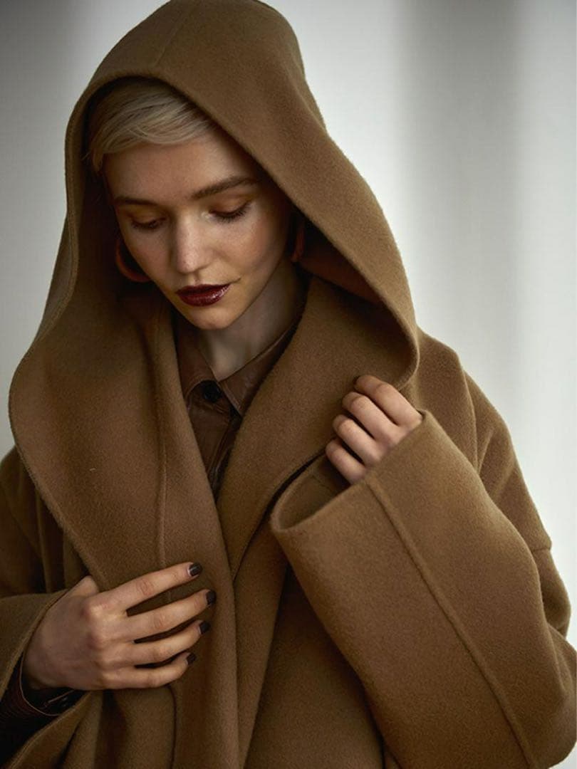 【ETRE TOKYO】 リバーロングフーディーストールコート(キャメル)