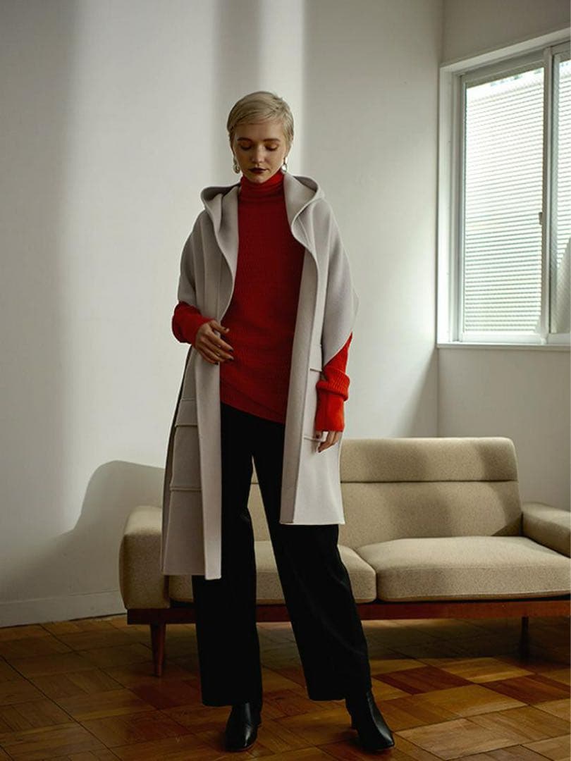 【ETRE TOKYO】 リバーロングフーディーストールコート(キャメル)