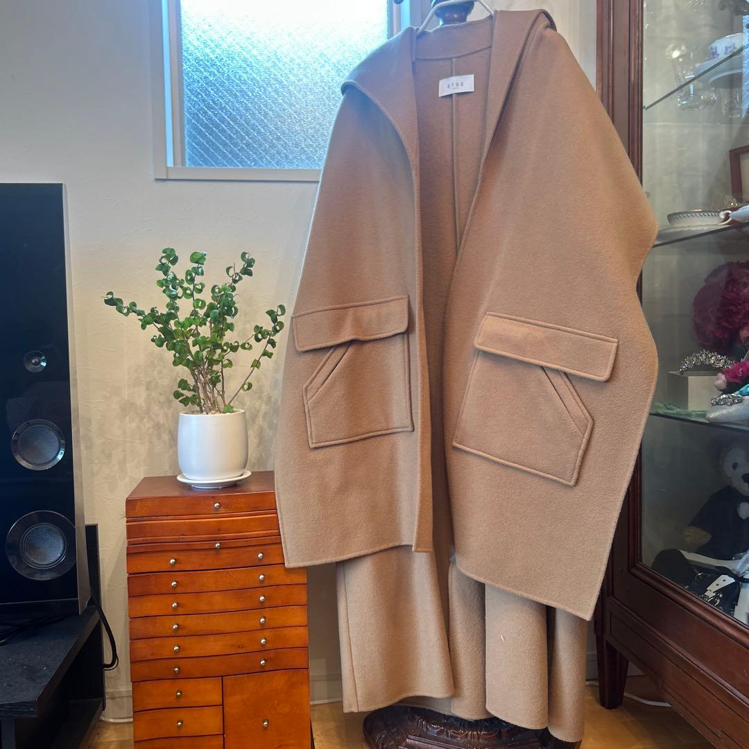 【ETRE TOKYO】 リバーロングフーディーストールコート(キャメル)