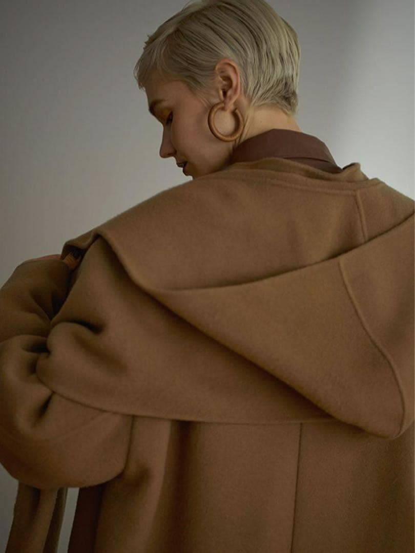 【ETRE TOKYO】 リバーロングフーディーストールコート(キャメル)