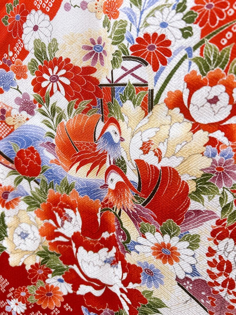 鹿の子柄♡七五三　7歳　女の子　フルセット　一式　赤系　ゴールド　黒