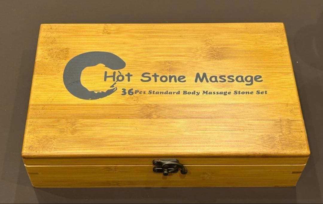 【中古品】ホットストーンウォーマー器＆ホットストーン36個(＋2個おまけ)セット