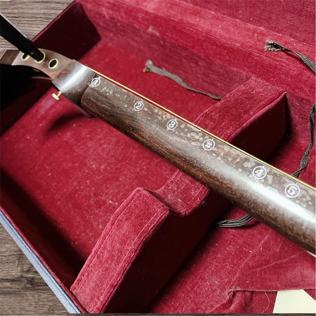 三味線本体 木製 3弦 金糸装飾 ハードケース 鍵 付き 中棹 太棹 東さわり