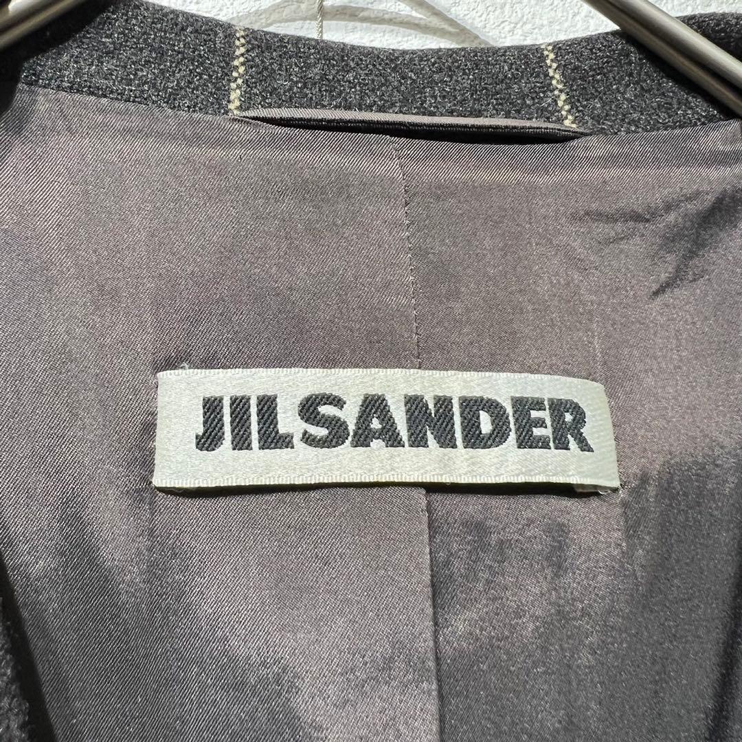 希少 美品 90s ジルサンダー 上質 デザイン ストライプ チェスターコート