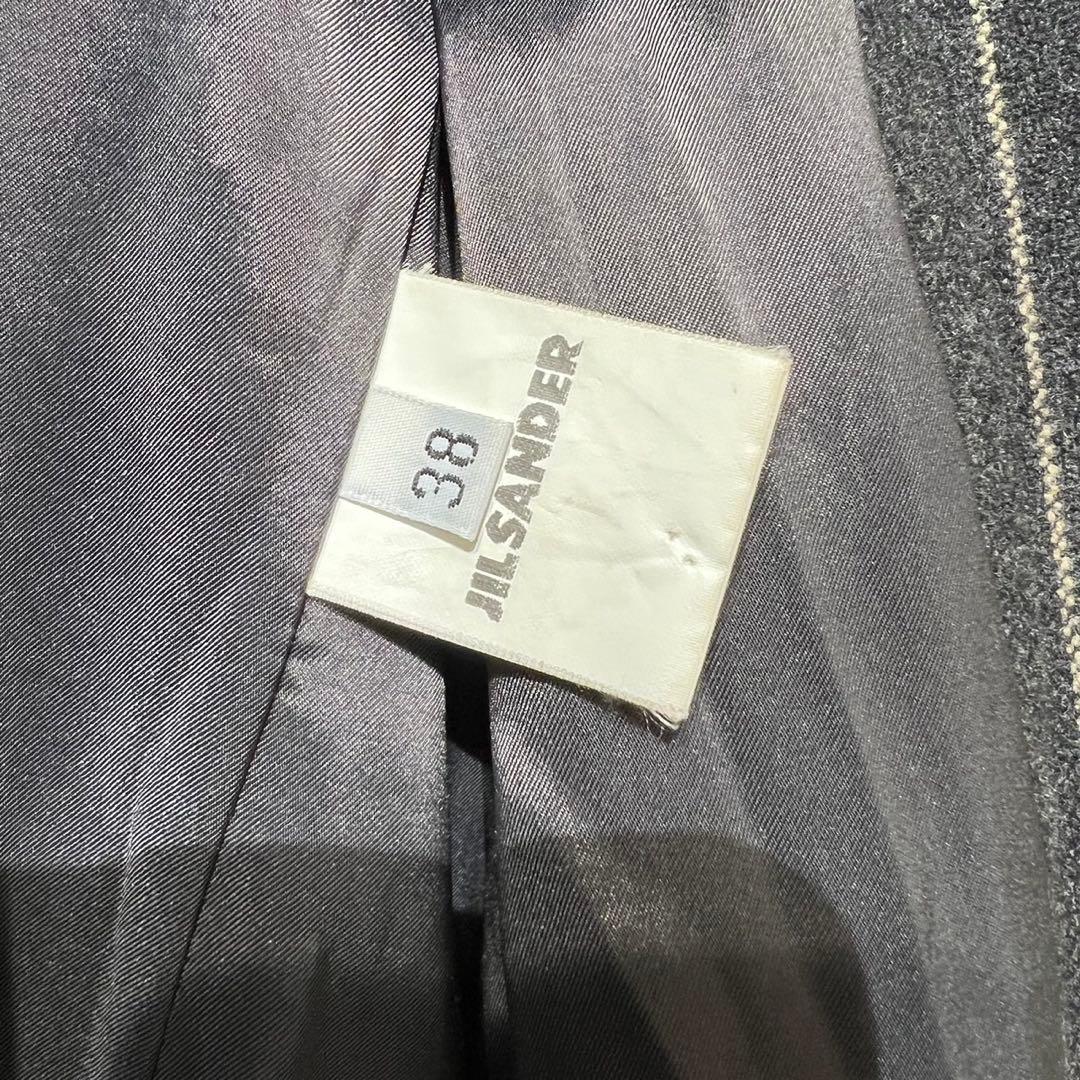 希少 美品 90s ジルサンダー 上質 デザイン ストライプ チェスターコート