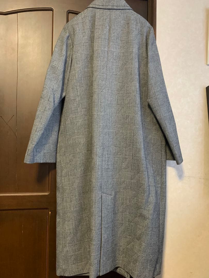 【お値下げ】新品未使用グレー 系チェック柄 ダブルブレストコート
