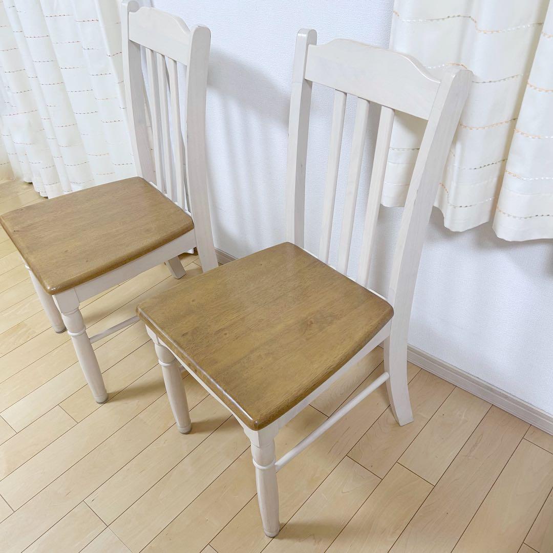 フレンチカントリー　ダイニングチェア　姫家具　天然木　ラバーウッドロココ調白家具