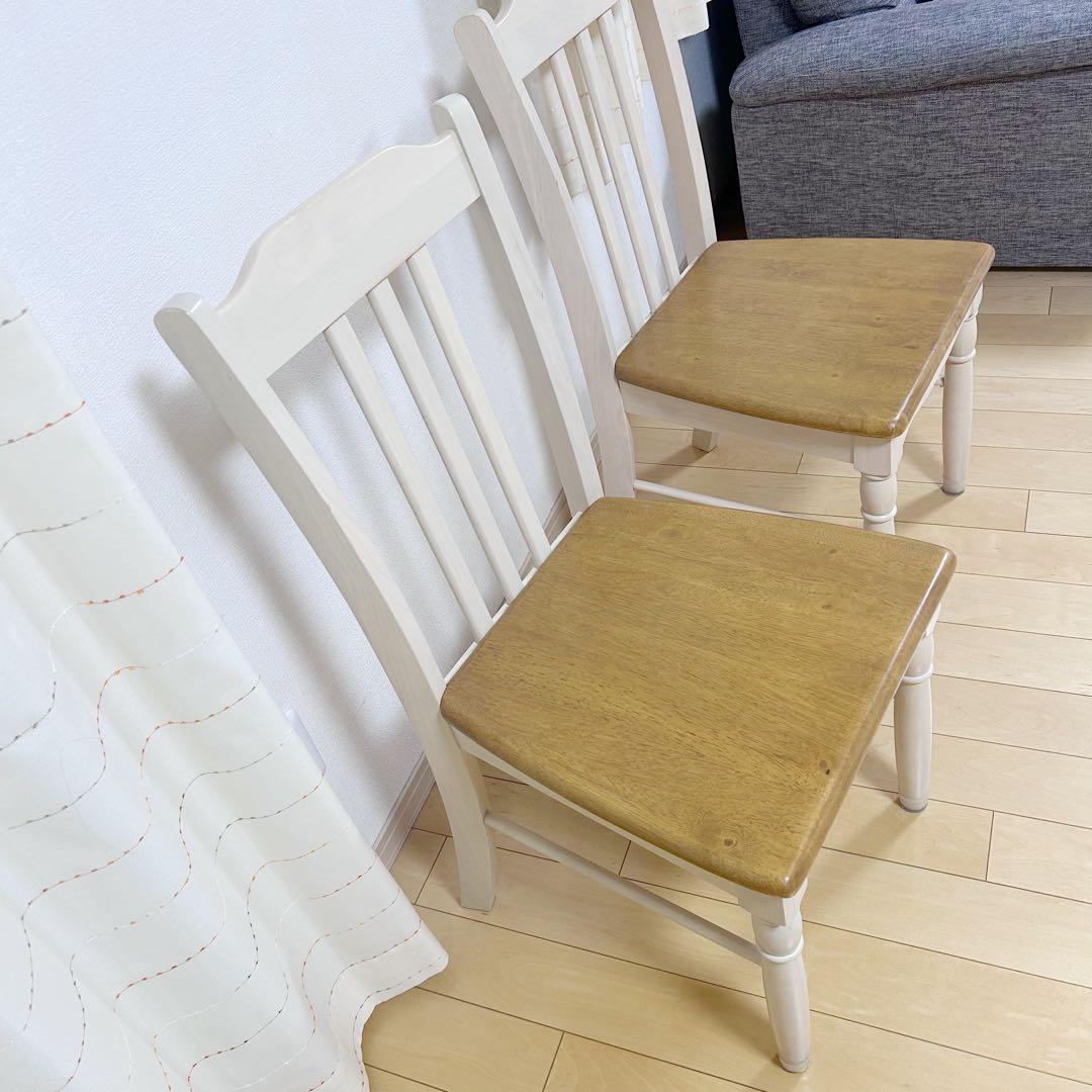 フレンチカントリー　ダイニングチェア　姫家具　天然木　ラバーウッドロココ調白家具