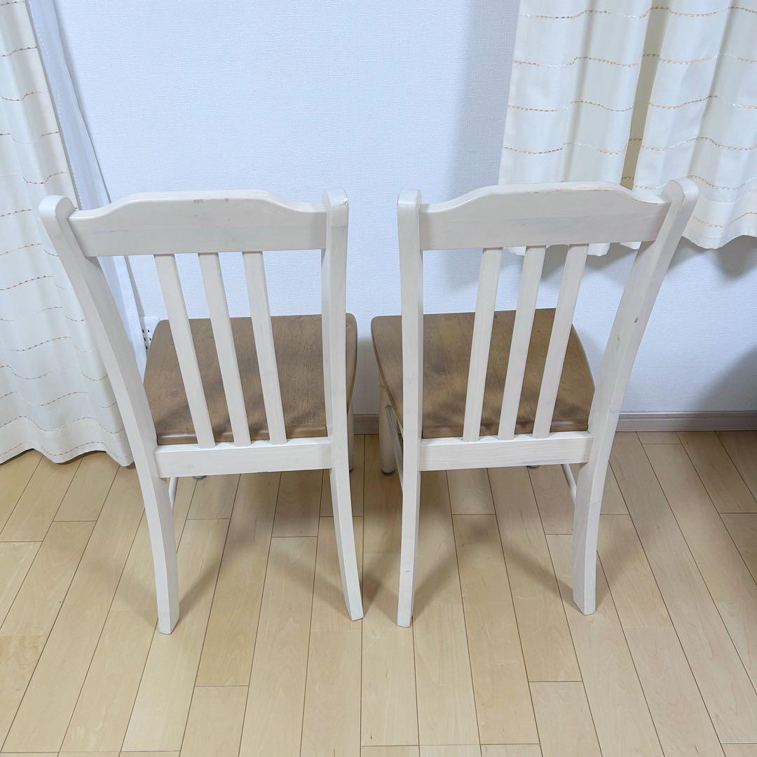 フレンチカントリー　ダイニングチェア　姫家具　天然木　ラバーウッドロココ調白家具