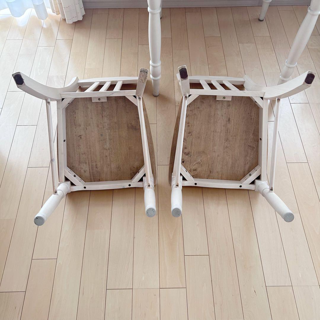 フレンチカントリー　ダイニングチェア　姫家具　天然木　ラバーウッドロココ調白家具