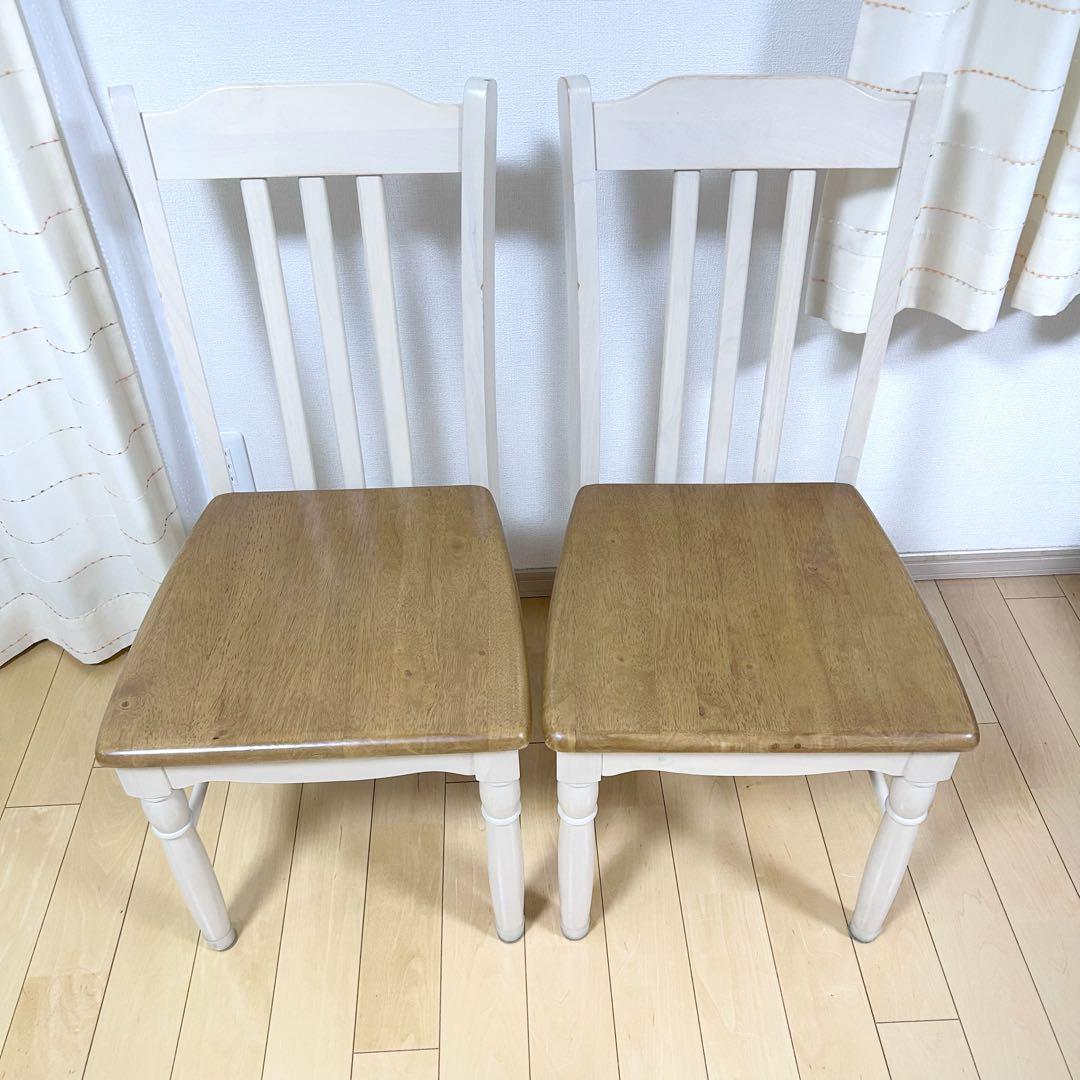 フレンチカントリー　ダイニングチェア　姫家具　天然木　ラバーウッドロココ調白家具