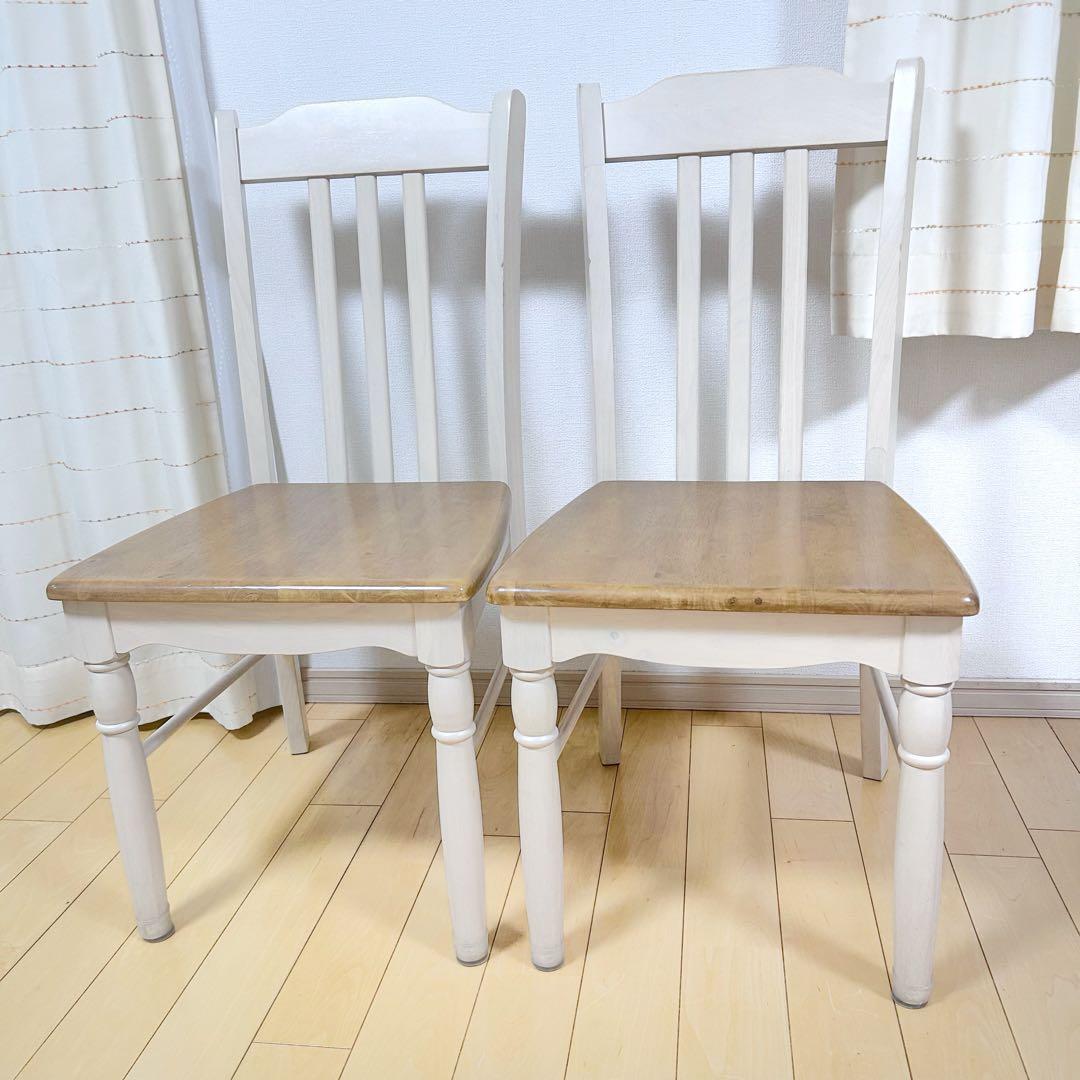 フレンチカントリー　ダイニングチェア　姫家具　天然木　ラバーウッドロココ調白家具