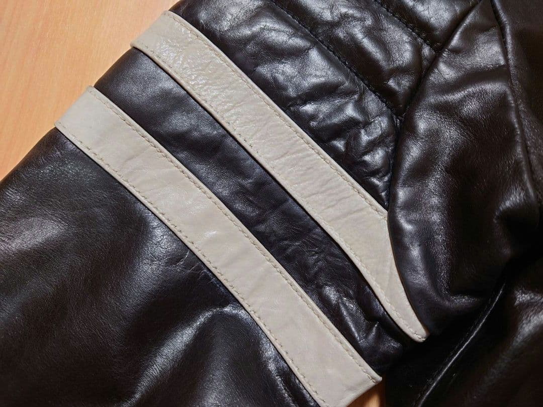 ​【メンテ済　L】DEGNER ダブルライダース デグナー　牛革　白黒