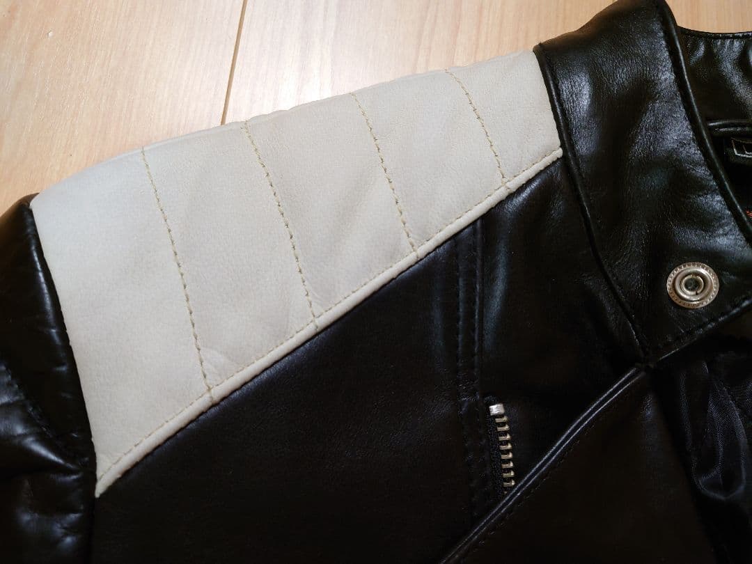 ​【メンテ済　L】DEGNER ダブルライダース デグナー　牛革　白黒