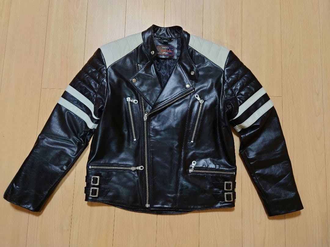 ​【メンテ済　L】DEGNER ダブルライダース デグナー　牛革　白黒