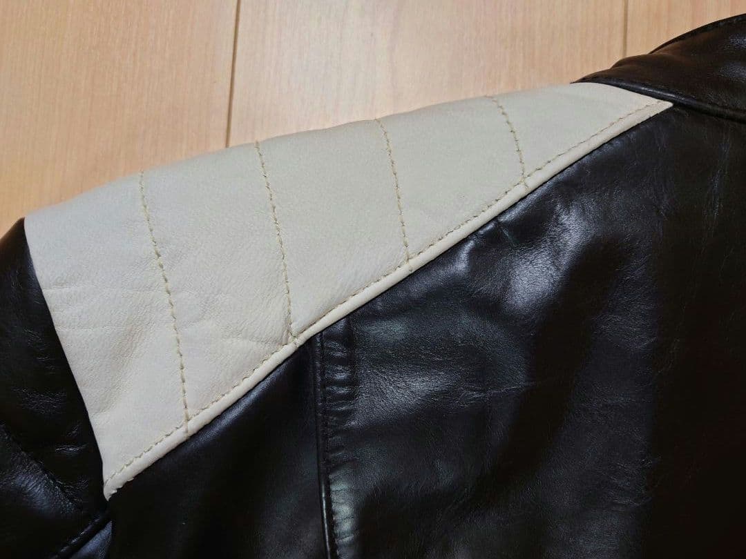 ​【メンテ済　L】DEGNER ダブルライダース デグナー　牛革　白黒