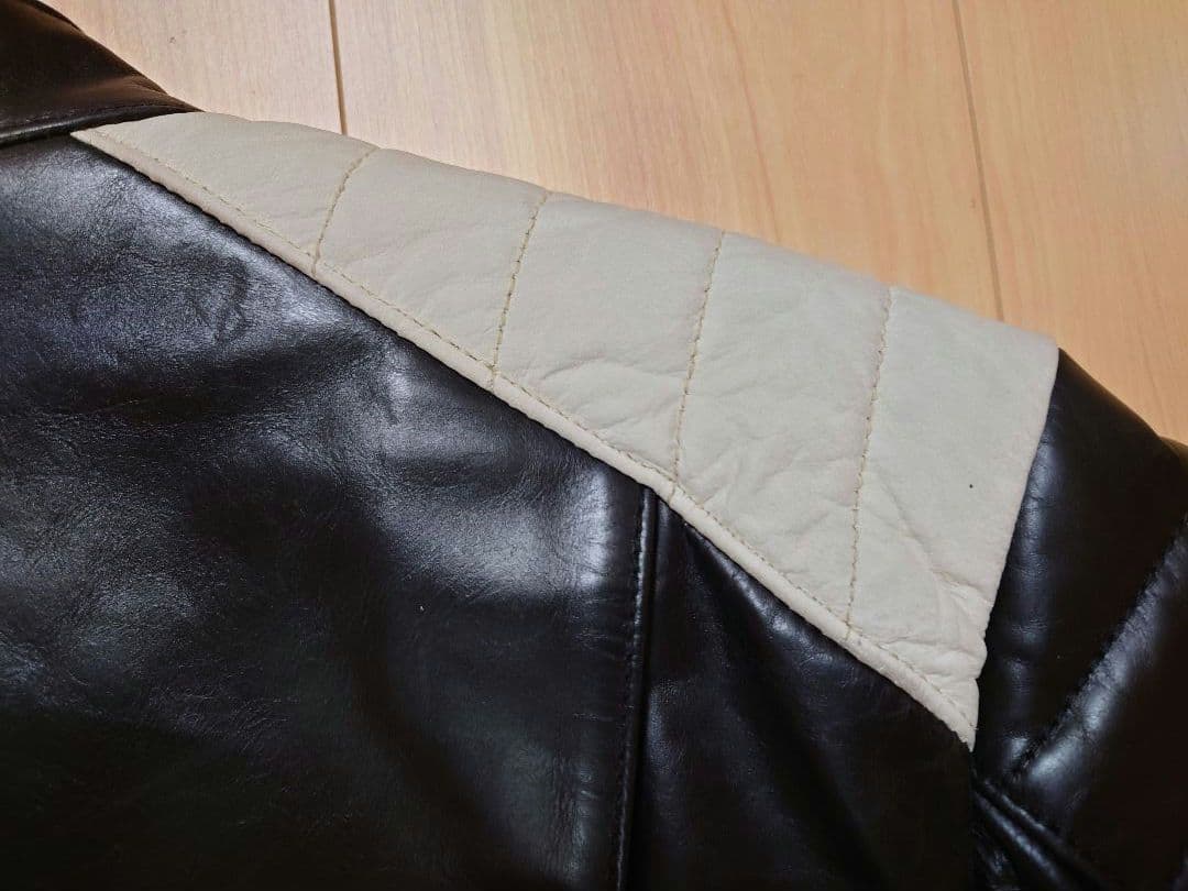 ​【メンテ済　L】DEGNER ダブルライダース デグナー　牛革　白黒