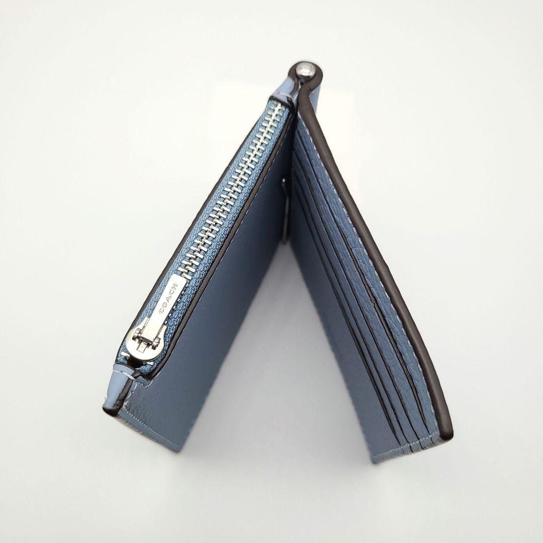 COACH マネークリップ 新品 ライトブルー 新作 ペブルレザー ユニセックス