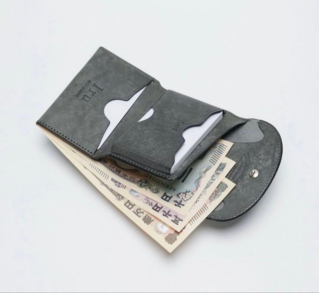 【Iru×池之端銀革店】マヤレザーコンパクトウォレット/グレー　《新品未使用》