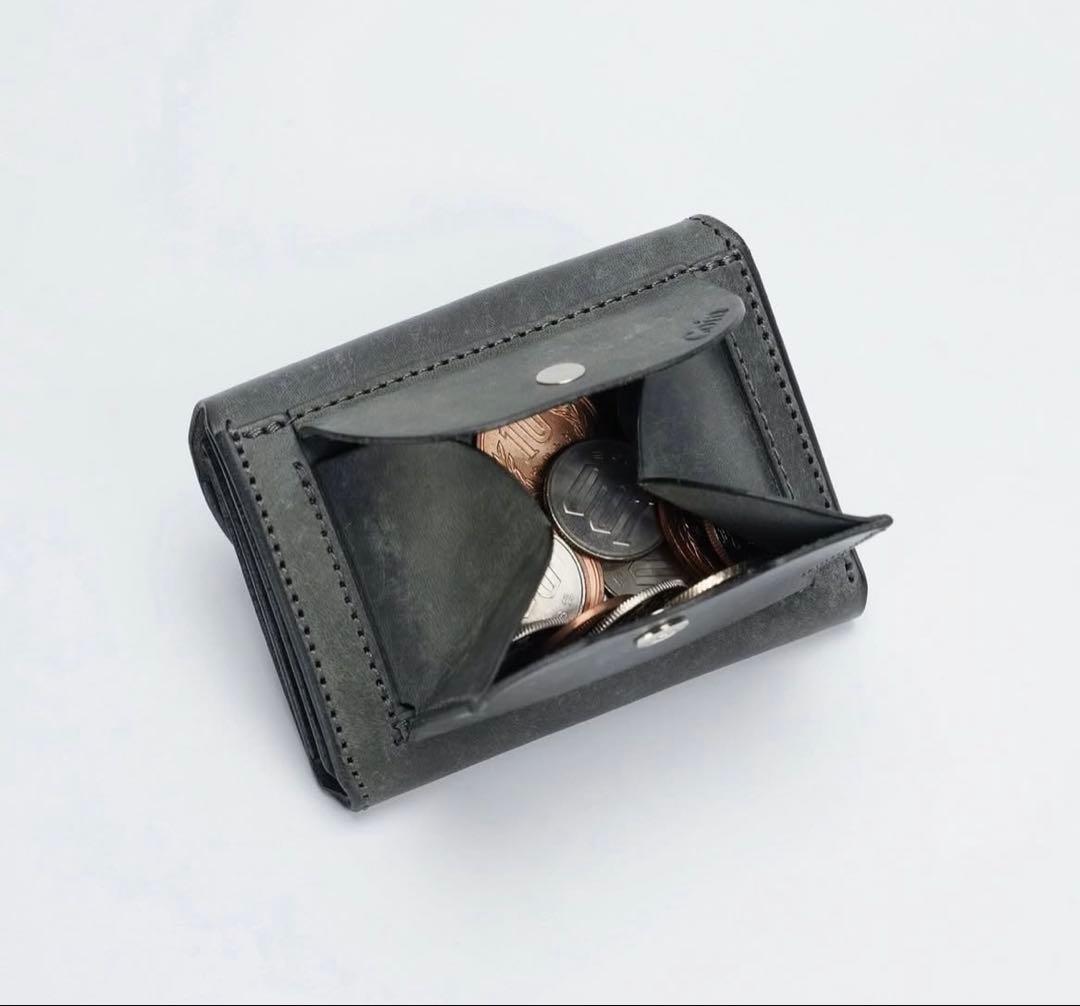 【Iru×池之端銀革店】マヤレザーコンパクトウォレット/グレー　《新品未使用》