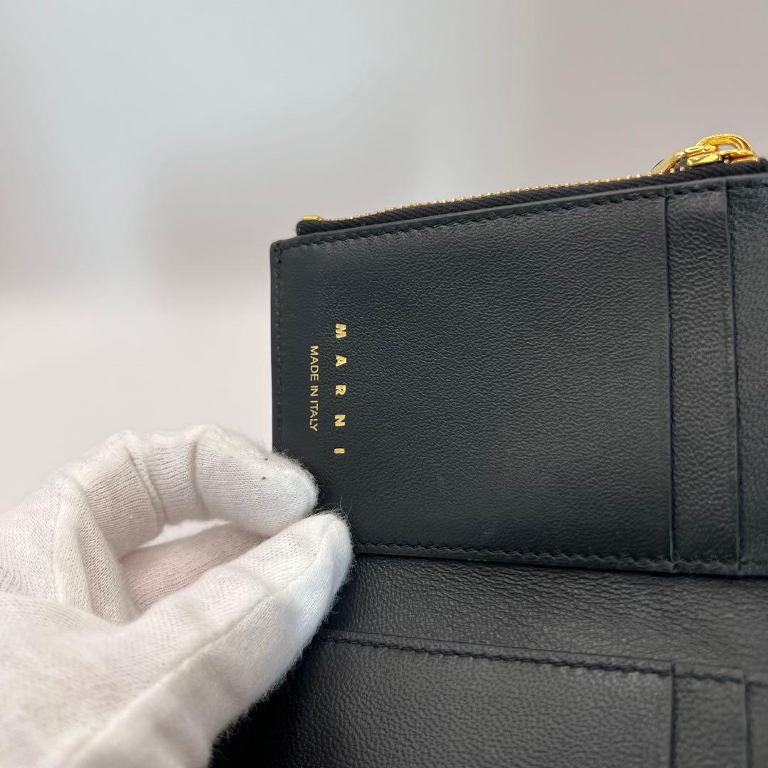 MARNI 三つ折り財布　PRISMA ブラック　ゴールド　財布　ウォレット　黒