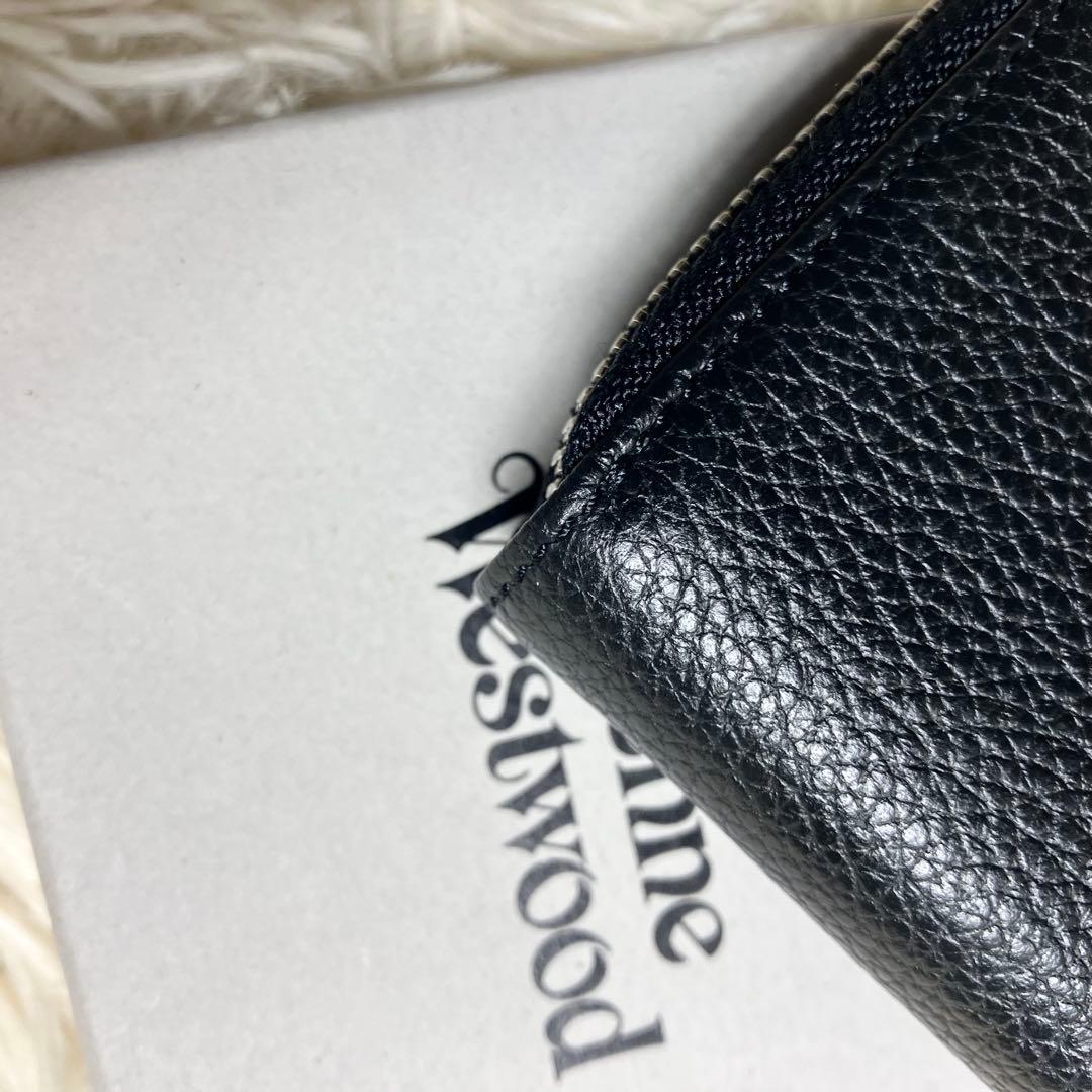 【美品】 ヴィヴィアン 折り財布 オーブ レザーブラック 箱付き