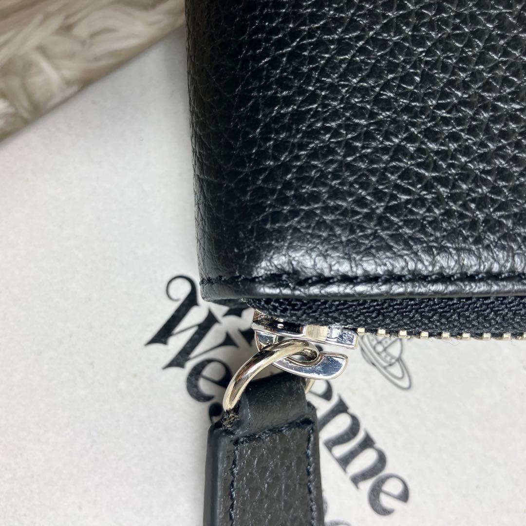 【美品】 ヴィヴィアン 折り財布 オーブ レザーブラック 箱付き