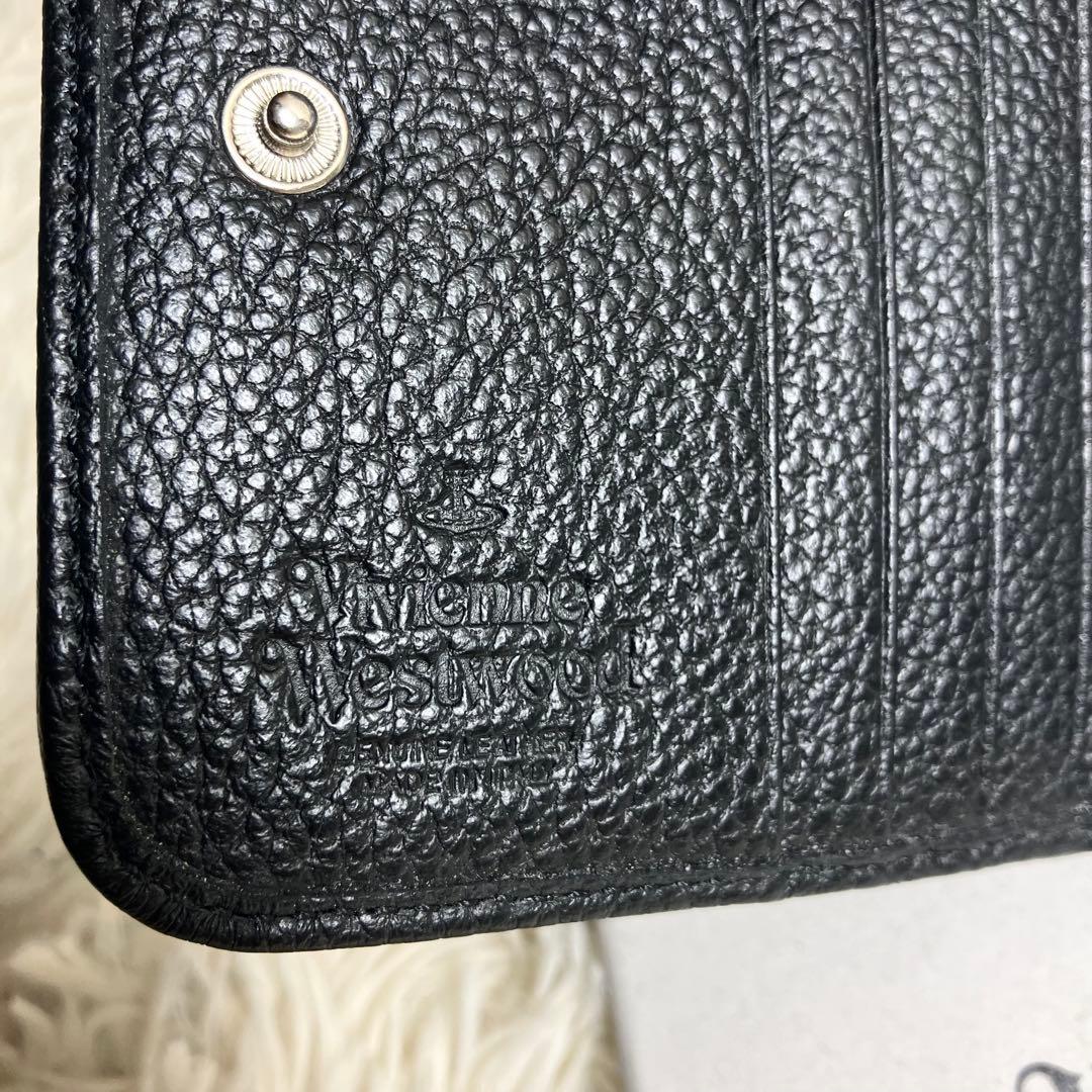 【美品】 ヴィヴィアン 折り財布 オーブ レザーブラック 箱付き
