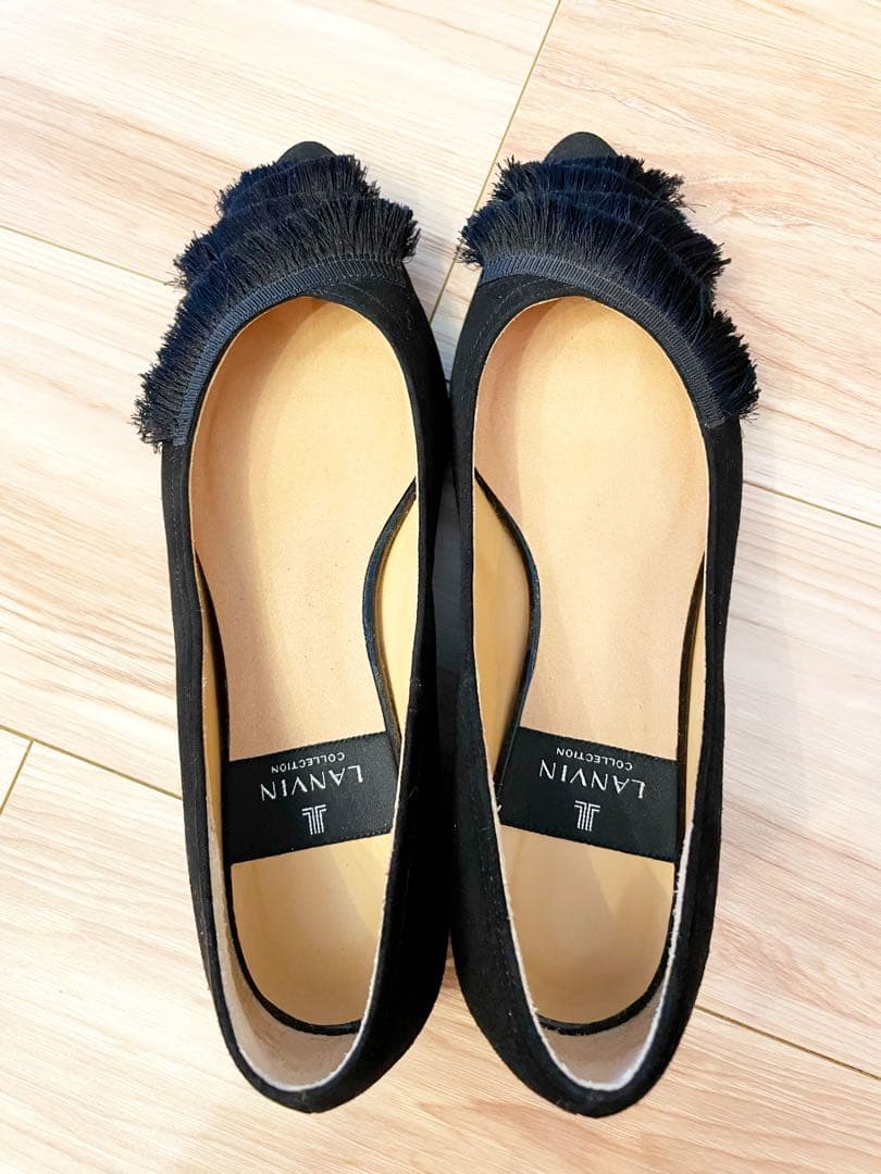 【更にお値下げ済】LANVIN フリル付きフラットシューズ 23.5cm