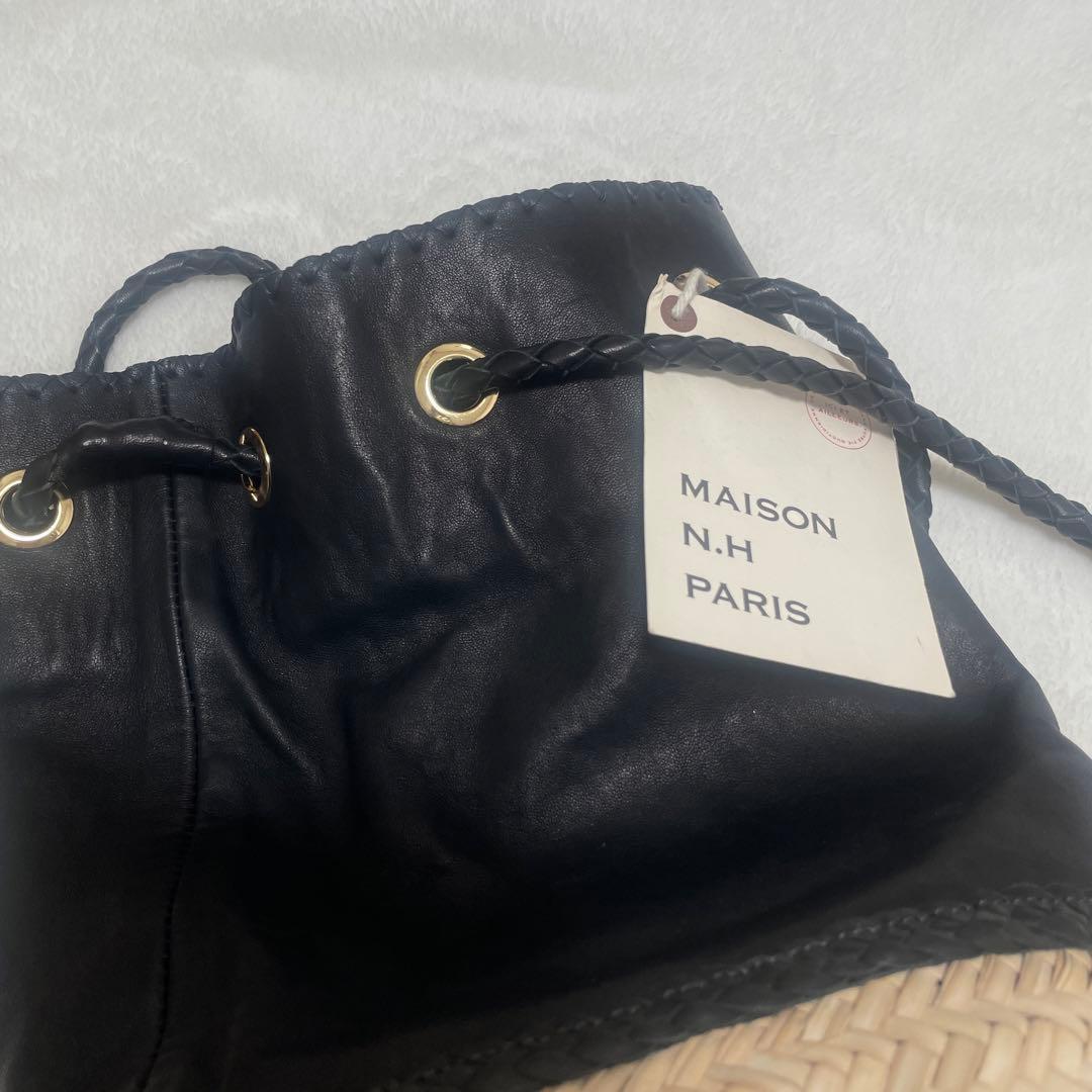 maison n.h paris かごバッグ　レザー　ブラック