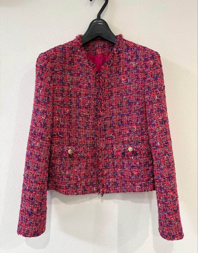 【極美品】ANAYI ネオンツイードノーカラージャケット38 最終値下