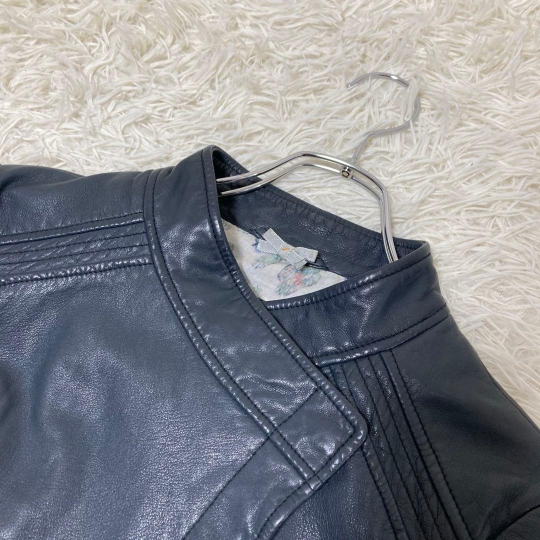 HUGO BOSS✨異素材　ソフトラムレザージャケット　レオパード　ニット　M