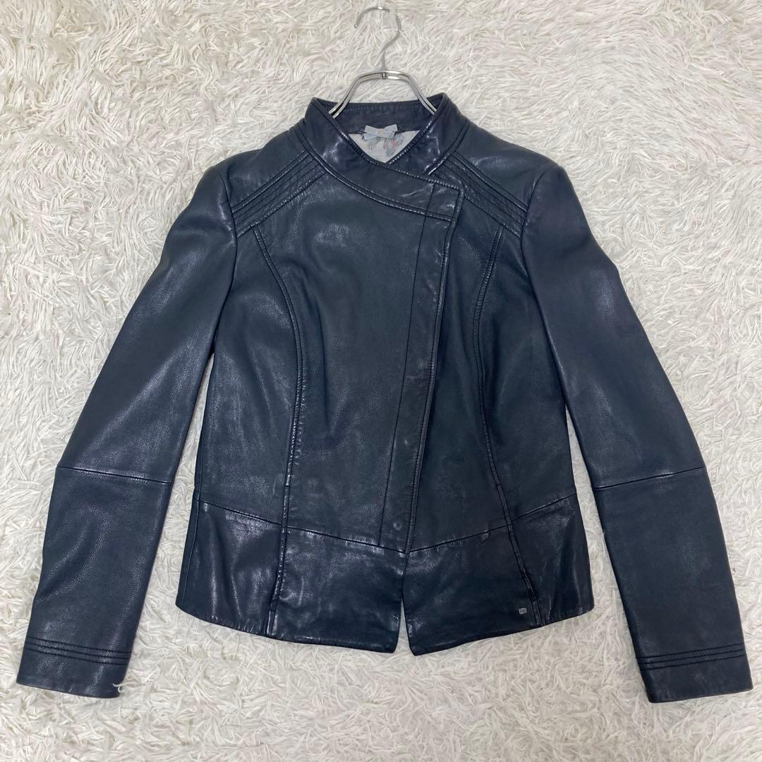 HUGO BOSS✨異素材　ソフトラムレザージャケット　レオパード　ニット　M