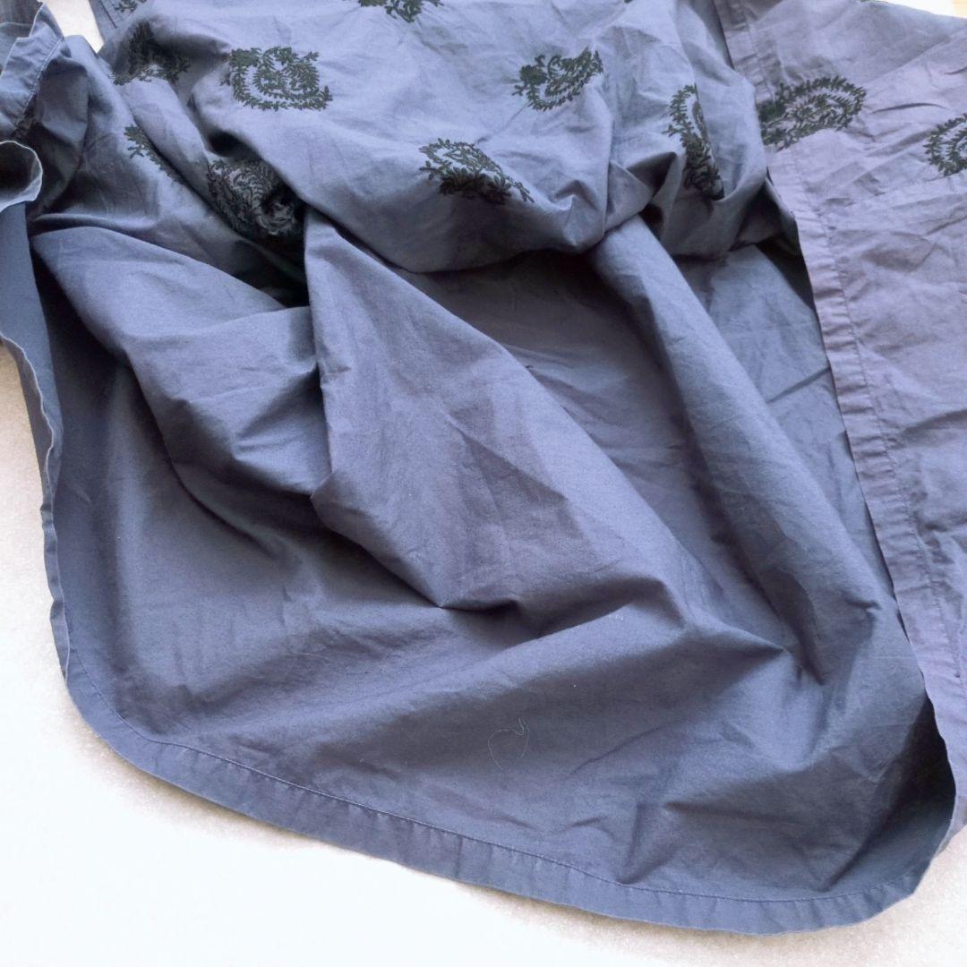 ヌキテパ 刺繍 ポプリンペイズリー ティアード ワンピース ネイビー