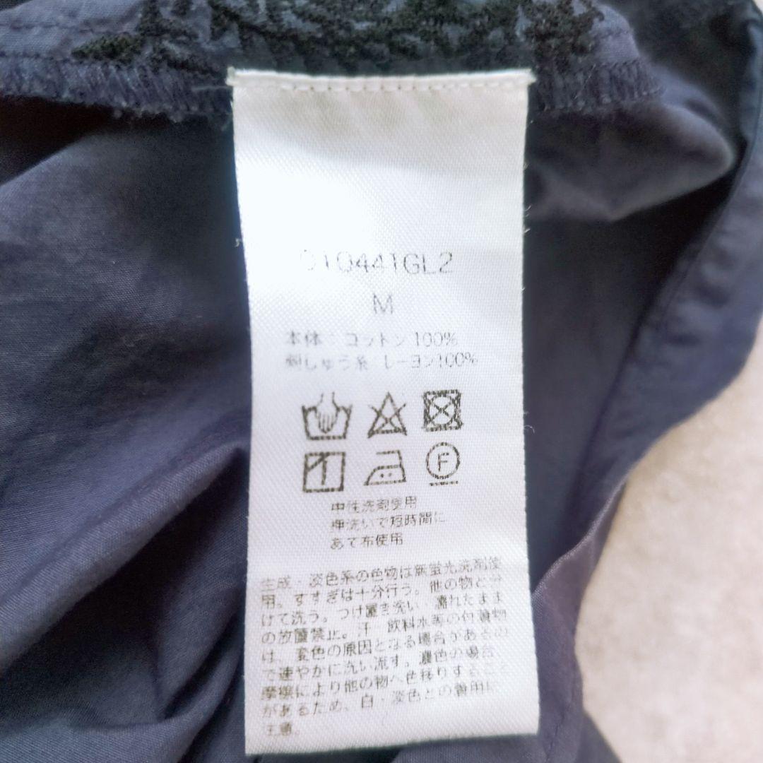 ヌキテパ 刺繍 ポプリンペイズリー ティアード ワンピース ネイビー