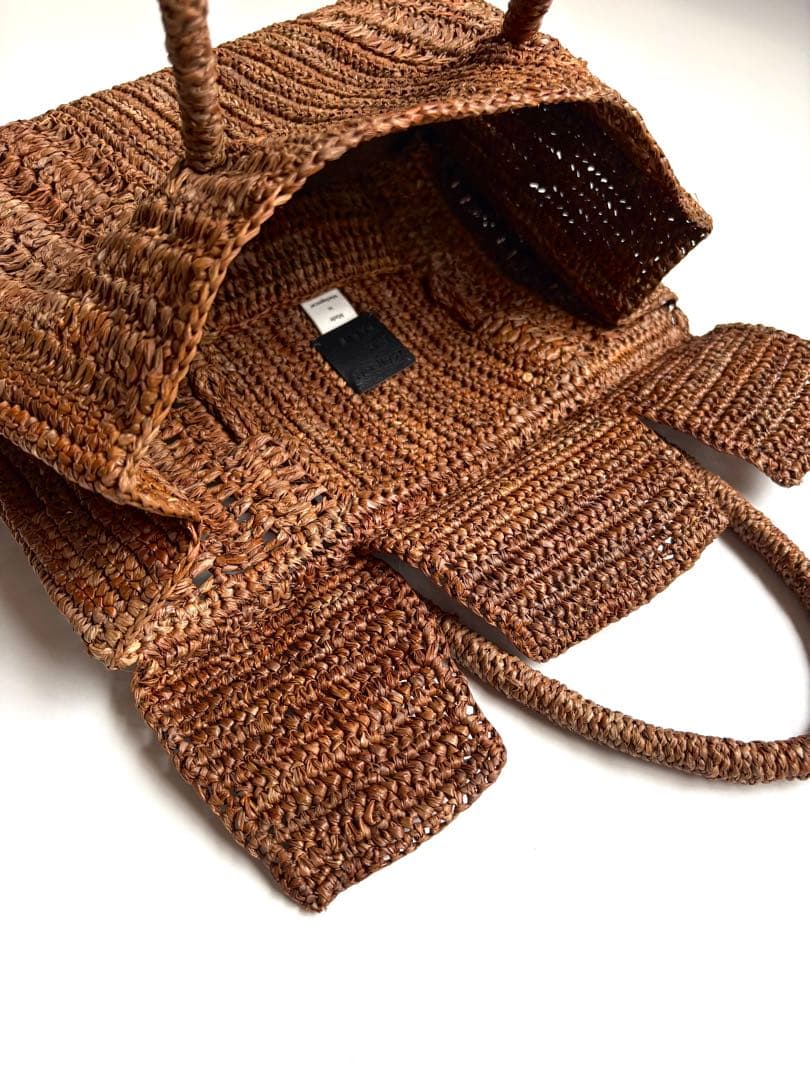 メゾンエヌアッシュパリ【美品】DAHLIA MINI Bag ラフィアバッグ